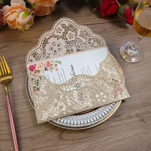 Custom Made All Style Elegant Vintage Create Marriage Laser Cut Wedding Invitations Card Design