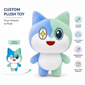Custom Made Plush Toy From Artwork to Plush Personalized Soft Stuffed Cat Animal Toy OEM ODM Service for Brand Mascot