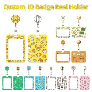 Custom Metal Badge Reel PVC ID Card Holder Sets Retractable Name Tag Accessories Cute Identification Kits Perfect English Sales