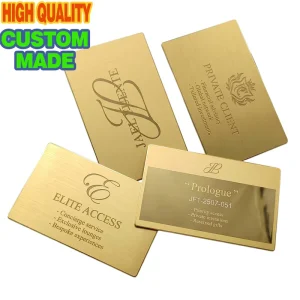 Custom Metal Business Cards Gold Brushed Laser Engraved VIP Executive Membership Passes Enamel Pass