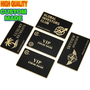 Custom Metal Business Cards Personalized Black Gold VIP Membership Card Heavy Duty Metal Cards Bulk for Executive