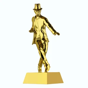 Custom Metal Dancing Trophy Gold Plating Custom Logo Laser Engraved Durable Award Figurine Gift Box