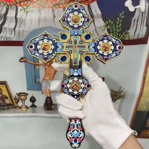 Custom Metal Jesus Cross Alloy Standing Crucifix Orthodox Religious Icon
