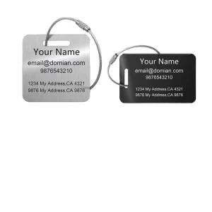 Custom Metal Stainless Steel Eco friendly Business Style Luggage Tag Card Customized Content Logo Label Card Laser Engraving
