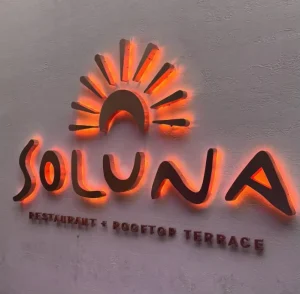 Custom Mini Borderless Stainless Steel Letter Signboard Illuminated Outdoor Storefront Sign Office Transformer Power