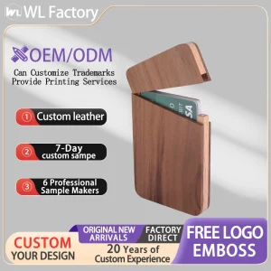 Custom Minimalist Business Card Holder Wallet Holds 6-8 Cards Slim Open Closure RFID Blocking Bank Credit Card