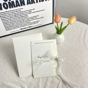Custom Minimalist Wedding Invitations With Cover Embossed Craft Fast Design Sample Service