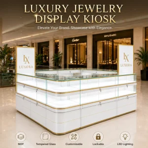 Custom Modern Jewelry Display Counter Kiosk Glass Showcase Cabinet for Mall Retail Store