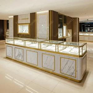 Custom Modern Wooden Luxury LED Display Shelf Racks Mall Jewelry Watch Used Cabinet Counter Showcase Kiosk