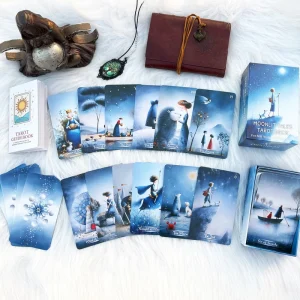 Custom Moonlit Tales Tarot Deck 78 Cards Winter Theme Spiritual Reading Paper Portable OEM ODM
