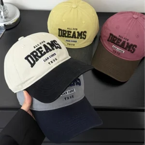 Custom Motivational Two Tone Baseball Cap Varsity Dreams Embroidery Hat Adjustable OEM Low MOQ