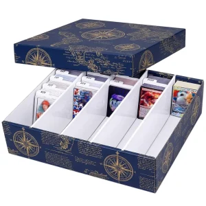 Custom Multi Compartment Lidded Corrugated Card Storage Box Divided Trading Card Organizer Eco Friendly Portable TCG Game Cards