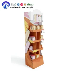 Custom Multi Layer Corrugated Cardboard Floor Display Stand Paper Retail Shelf for Ready to Drink Cocktail Beverage Products