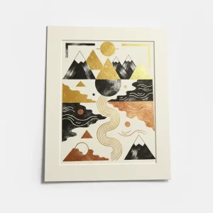 Custom Museum Quality Gold Foil Prints Giclee Printing with Matboard Frames Acid free Paper Fine Art Poster for Art Exhibition