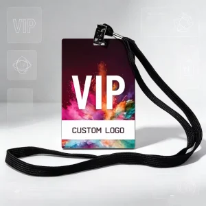 Custom NFC 213 215 216 QR Coad Magnetic PVC Film Lamination Plastic Badge Backstage VIP Pass Event Lanyard Staff Access Control