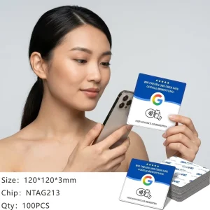 Custom NFC Google Review Card 120 X 120 mm NTG213 Contactless Smart Card for Restaurant Retail Event