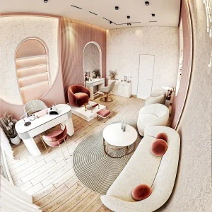 Custom Nail Salon Furniture Manicure Tables Beauty Salon Interior Design and Turnkey Shopfitting Solution