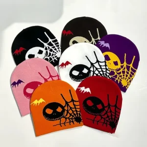 Custom OEM Dot Bows Graphic Image Unisex Adults Winter Warm Beanie 100% Acrylic Fleece Beach Outdoor Fashion Beanie