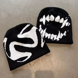 Custom OEM Graphic Unisex Adults Winter Warm Fleece Skull Beanie Hat 100% Acrylic Beach Outdoor Fashion Image Beanie