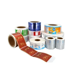 Custom OEM Label Stickers Glossy Surface Finish Adhesive Roll Label Waterproof Vinyl Material for Packaging