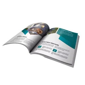 Custom OEM Premium Art Paper Duplex Board Offset Printed Varnished Surface Folded Leaflet Brochure