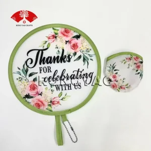 Custom OEM Printed Nylon Flying Disc Round Nylon Hand Folding Fan Pouch Foldable Customized Logo Flying Disc with Pocket