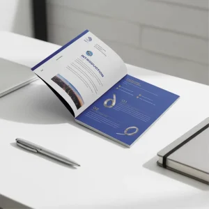 Custom Offset Printed Brochures Saddle Stitch Binding Hot Foil Stamping Logo Lamination OEM ODM Source Factory