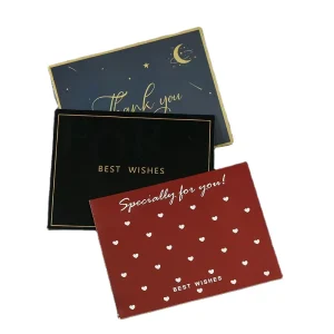 Custom Offset Printed Fancy Luxury Easy to Write Thank You Card Hot Stamped Greeting Cards for Festival Decoration