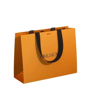 Custom Orange Paper Shopping Bags Luxury Gift Packaging Retail Boutique Clothing Carrier Bags With Handles