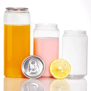 Custom PET Plastic Can Ring Pull Jar Soft Drink Juice Soda Beer Coffee Bottle