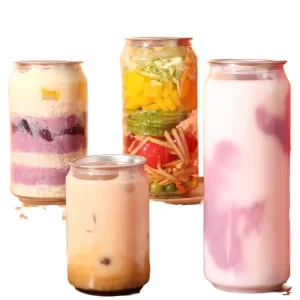 Custom PET Plastic Cans & Bottles for Juice Beer Coffee Soda with Pull Ring Lid and Screen Printing