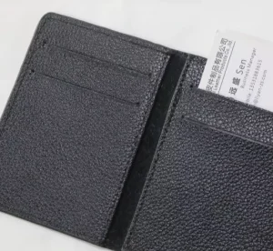 Custom PU Leather Business Card Holder Wallet with Button Closure RFID Blocking Multi-Function Design