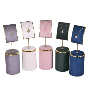 Custom PU Leather Necklace Pendant Stand Shop Showcase Display for Jewelry Container Metal Display Stand