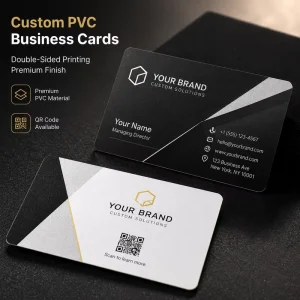 Custom PVC Business Cards Waterproof Double-Sided Rounded Corner for Company Logo Printing QR Code Plastic Cards Any Size Design