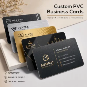Custom PVC Business Cards Waterproof Matte Glossy Gold Silver Finish for Company Logo Printing Plastic Cards Any Size Design