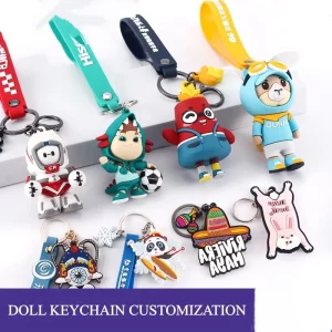 Custom PVC Cartoon Doll Keychains Anime Gaming Sports Event Merchandise Cultural Creative Mascot IP Keychain Pendants 3D