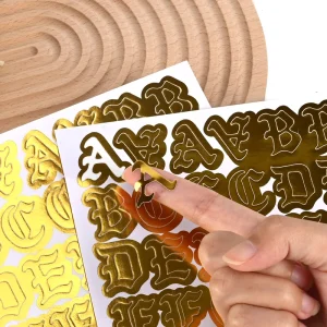 Custom PVC Gold Foil Metallic Alphabet and Number Stickers Gothic Font for DIY Scrapbooking and Planners