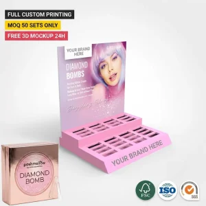 Custom PVC Luxury Countertop Cosmetic Display Stand Skin Care Face Cream Body Cream Retail Beauty Display Rack Shop