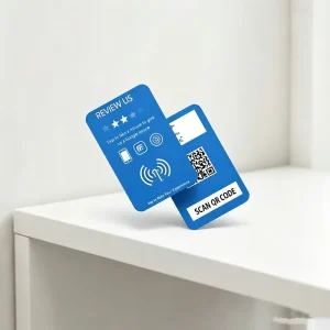 Custom PVC Social Media Sharing Card with NFC, QR Code, Barcode and Embossed Logo