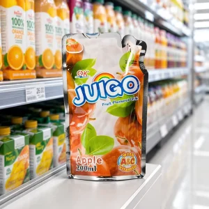 Custom Packaging Liquid Drink Plastic Bags with Straw for Aluminum Juice Filling Machine Spouted Standing up Pouches Material