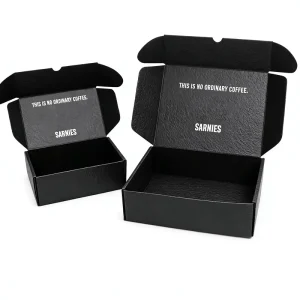 Custom Packing Box Black Corrugated Cardboard Box with Logo for E-commerce Shipping Recyclable