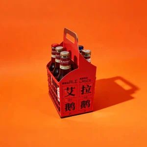 Custom Paper Beer Carrier Box 6 Pack with Logo Printed Packaging for Bottles and Cans