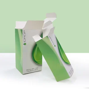 Custom Paper Box 18pt White Card Stock Small Folding Tuck Top Foldable Packaging Paper Boxes For Dropping Bottle With Spot Uv