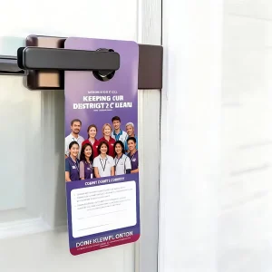 Custom Paper Cardboard Door Hanger PVC Flyer with Double Side Offset Printing for Real Estate Promotion Gift Business Card