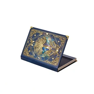 Custom Paper Clamshell Box Blue Book-Style with Embossed Foil for Gifts and Packaging