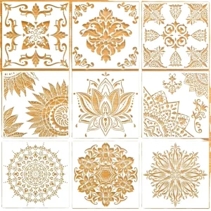 Custom Pattern Size Durable Eco-Friendly PET Floral Mandala Stencil Set Reusable Washable Custom Color Wall Wood Fabric DIY