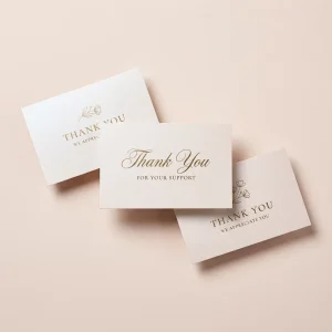 Custom Pearlescent Paper Thank You Card Minimalist Luxury Insert for Gift Box Flower Shop Boutique Packaging