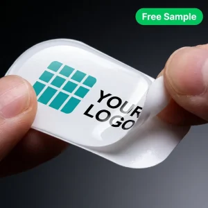 Custom Peelable Epoxy Dome Stickers Domed Resin Rounded Rectangle Decals with White Base for Branding