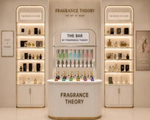 Custom Perfume Display Shelves LED Showcase Furniture One Stop Perfume Shop Interior Design and Decoration Perfume Display Stand