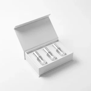 Custom Perfume Sample Gift Box with Art Paper Logo Organized Inserts for Fragrance Discovery Sets Brand Promotion